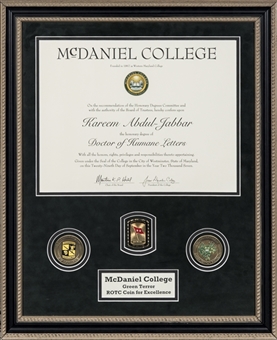 2007 McDaniel College Doctor Of Humane Letters Degree Presented To Kareem Abdul-Jabbar In 18x22 Framed Display (Abdul-Jabbar LOA)
